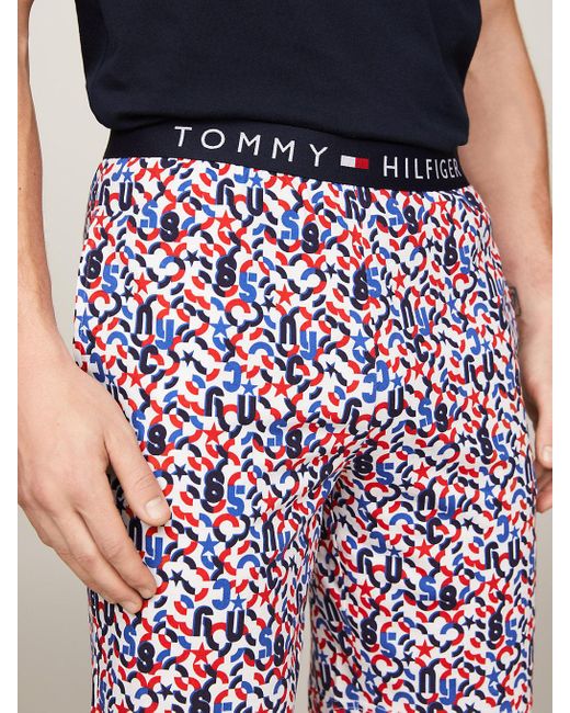 Tommy Hilfiger Blue Th Original T-shirt And Shorts Print Pyjama Set for men
