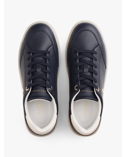 Tommy Hilfiger Blue Th Monogram Leather Trainers