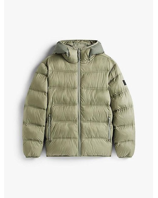 Tommy Hilfiger Puffer-Jacke Mit Logo Auf Kapuze in Green für Herren