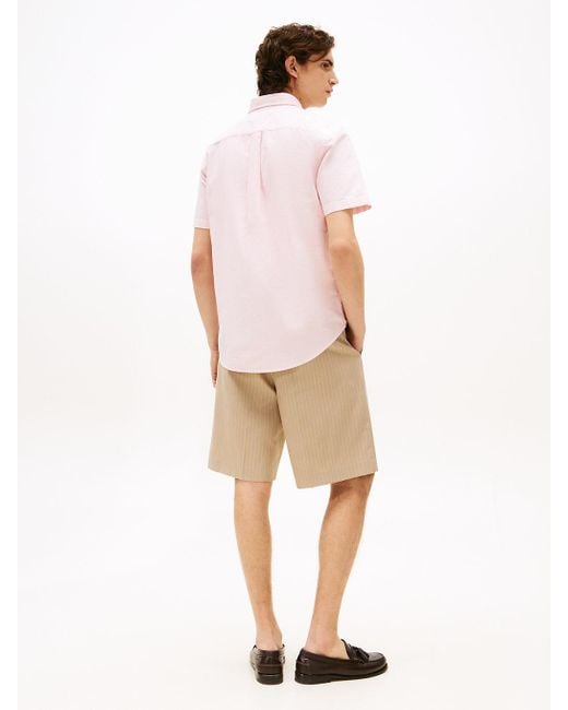 Camicia Oxford Regular Fit A Maniche Corte di Tommy Hilfiger in White da Uomo