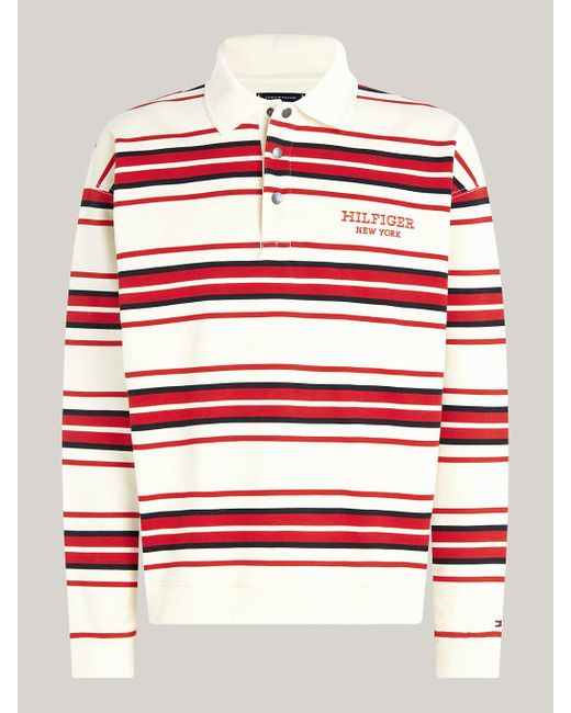 Tommy Hilfiger Red Hilfiger Monotype Stripe Regular Rugby Polo for men