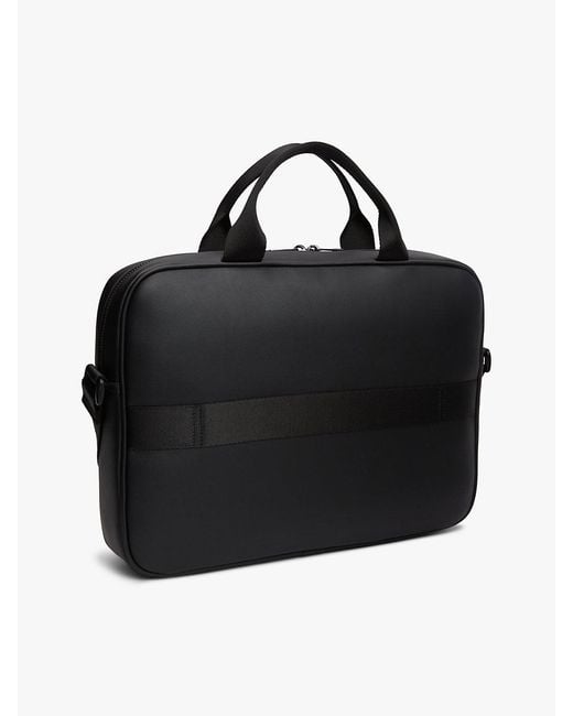 Tommy Hilfiger Black Signature Tape Crossbody Laptop Bag for men
