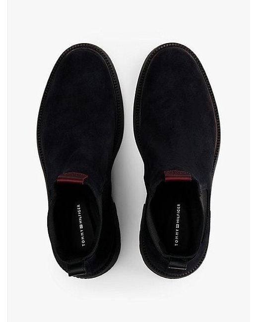 Tommy Hilfiger Lichtgewicht Suède Chelsea Boots in het Black voor heren