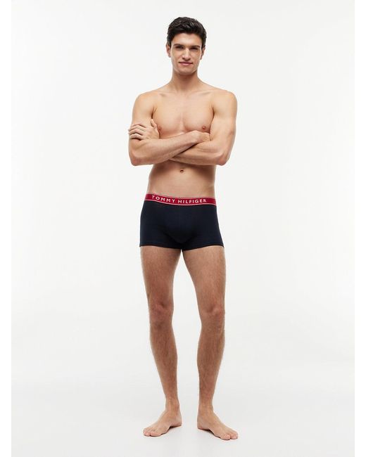 Tommy Hilfiger Blue 3-Pack Essential Logo Waistband Trunks for men