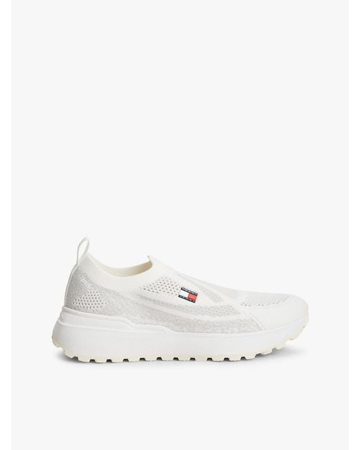 Tommy Hilfiger White Logo Knit Cleat Slip-On Trainers