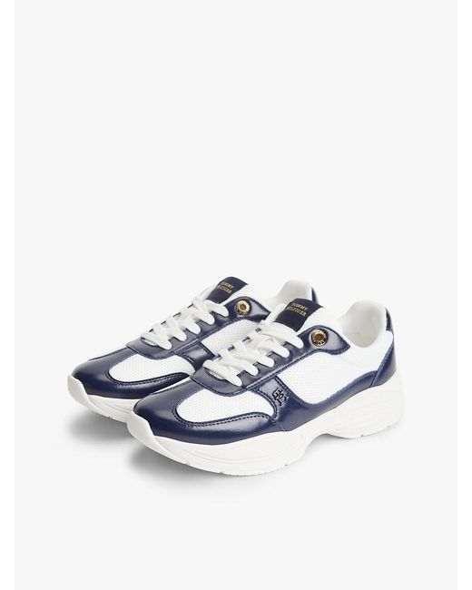 Tommy Hilfiger Pink Th Monogram Mixed Texture Leather Trainers