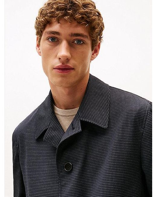 Tommy Hilfiger Gewatteerde Trenchcoat Met Pied-De-Poule-Ruit in het Blue voor heren