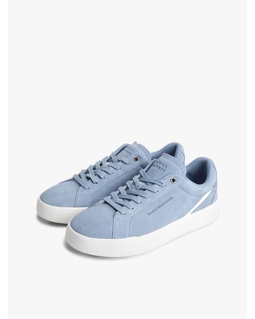 Tommy Hilfiger Blue Suede Court Trainers for men