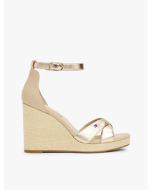 Sandalias Metalizadas Con Cuña Tommy Hilfiger de color Natural