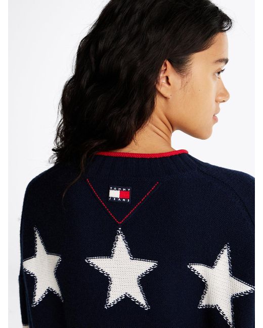 Tommy Hilfiger Blue Star Knit Distressed Wool Jumper