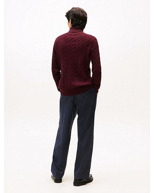 Tommy Hilfiger Kabelgebreide Coltrui in het Red voor heren