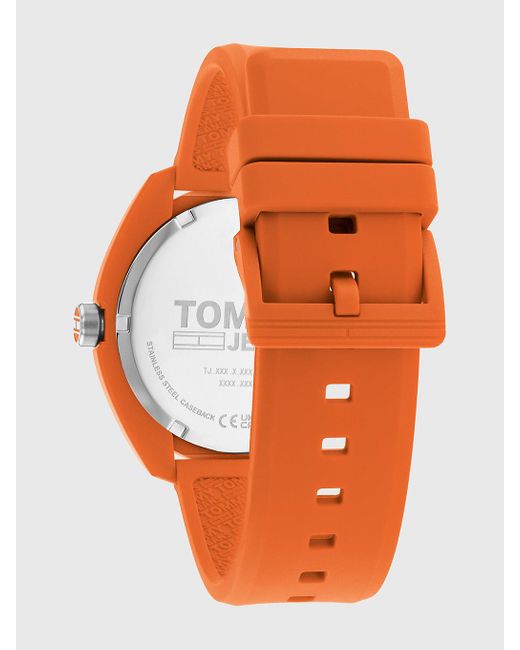 Montre à bracelet en silicone orange Tommy Hilfiger pour homme