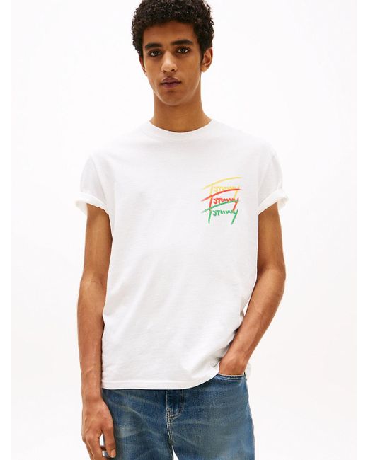 T-Shirt Con Logo Grafico Sul Retro di Tommy Hilfiger in White da Uomo
