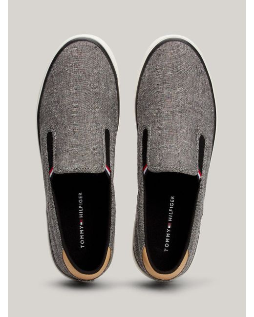 Tommy Hilfiger Black Linen Chambray Slip-on Trainers for men