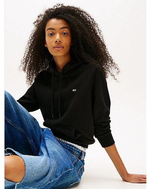 Sudadera Con Capucha Y Logo Bordado Tommy Hilfiger de color Black