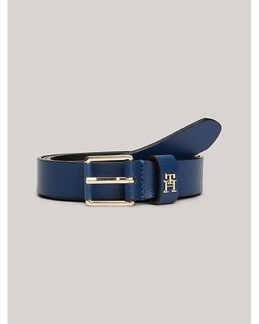 Cinturón Heritage de piel granulada con logo Tommy Hilfiger de color Blue