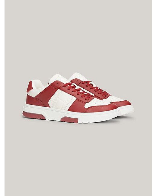 Tommy Hilfiger The Brooklyn Leren Sneaker Met Colour-blocking in het Red voor heren