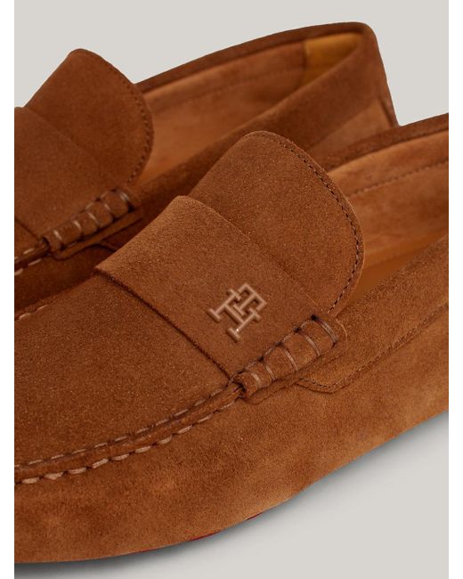 Tommy Hilfiger Brown Suede Cleat Driving Shoes for men