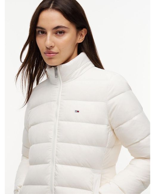 Tommy Hilfiger Blue Slim Shiny Down Hooded Coat