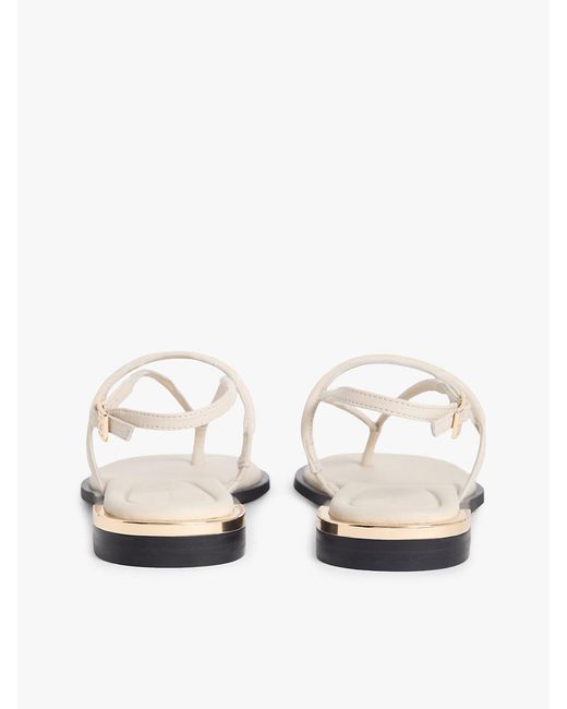 Tommy Hilfiger White Leather Th Monogram Gold-tone Heel Sandals