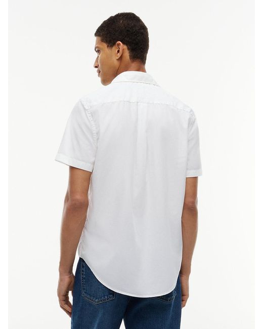 Tommy Hilfiger White Regular Fit Flex Poplin Short Sleeve Shirt for men