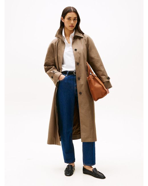 Tommy Hilfiger Blue Single Breasted Relaxed Mac Coat