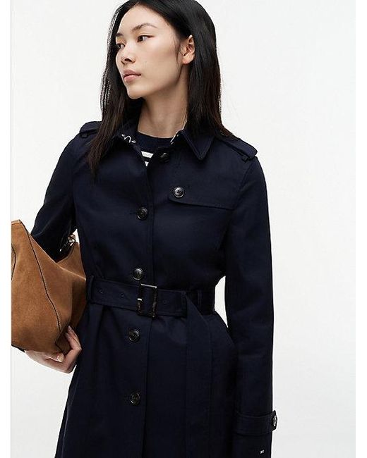 Tommy Hilfiger Single-Breasted Trenchcoat in het Blue