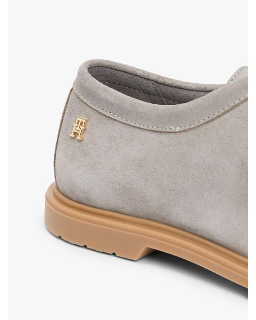 Tommy Hilfiger White Th Monogram Suede Moc Toe Loafers