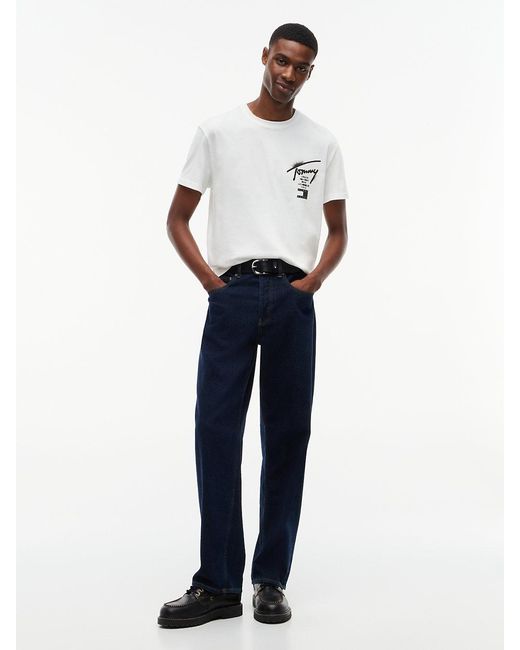 Tommy Hilfiger White Signature Back Logo Jersey T-Shirt for men