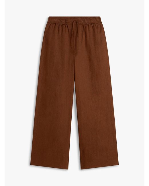 Tommy Hilfiger Brown Relaxed Wide Leg Pure Linen Trousers