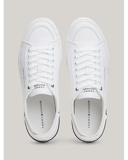 Tommy Hilfiger Canvas Sneaker Met Signature-tape in het White voor heren