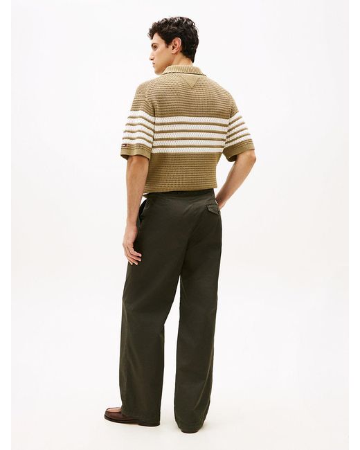 Tommy Hilfiger Green Lightweight Paper Touch Pleated Loose Trousers for men
