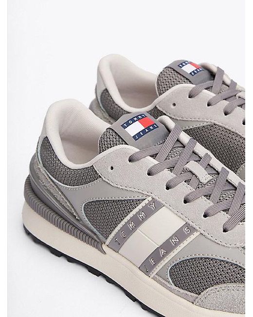 Tommy Hilfiger Getextureerde Suède Sneaker Met Profielzool in het White voor heren