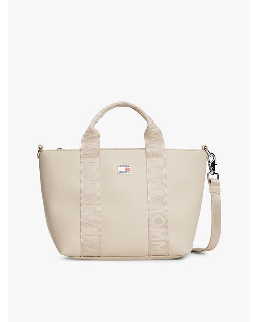 Tommy Hilfiger White Essential Repeat Logo Crossbody Tote Bag