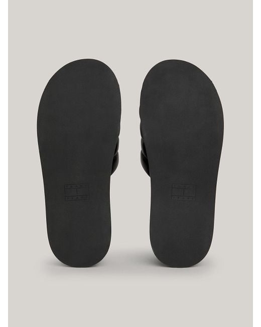 Sandales à talon compensé et logo Tommy Hilfiger en coloris Black