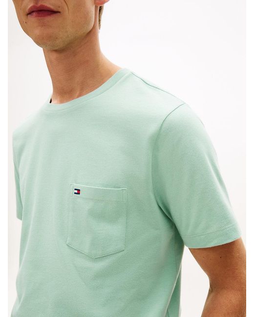 Tommy Hilfiger Green Patch Pocket Jersey Crew Neck T-Shirt for men