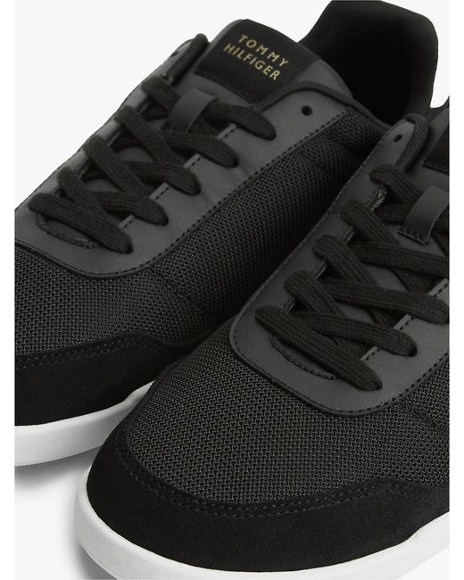 Tommy Hilfiger Black Mixed Texture Low Profile Cupsole Trainers for men
