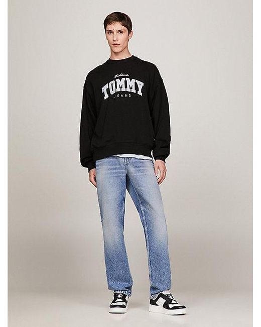 Tommy Hilfiger Varsity Boxy Cropped Sweatshirt in het Black voor heren