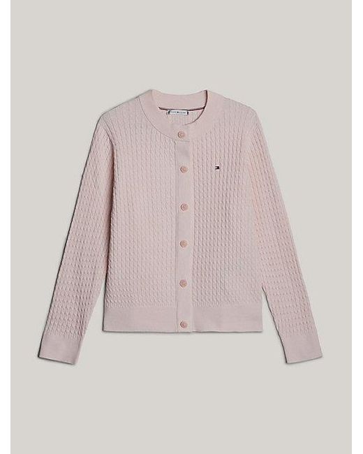 Tommy Hilfiger Pink Adaptive Zopfstrick-Cardigan