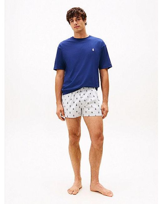 Tommy Hilfiger Pyjamaset Met T-Shirt En Short Met Th-Embleem in het Blue voor heren