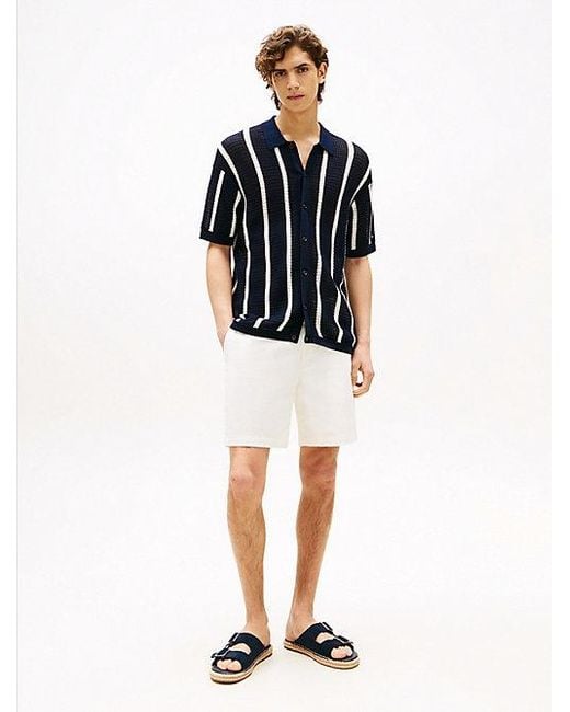 Tommy Hilfiger Opengebreid Relaxed Fit Overhemd Met Strepen in het Black voor heren
