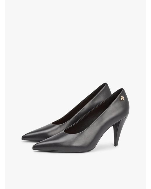 Tommy Hilfiger White Leather Th Monogram High Heels