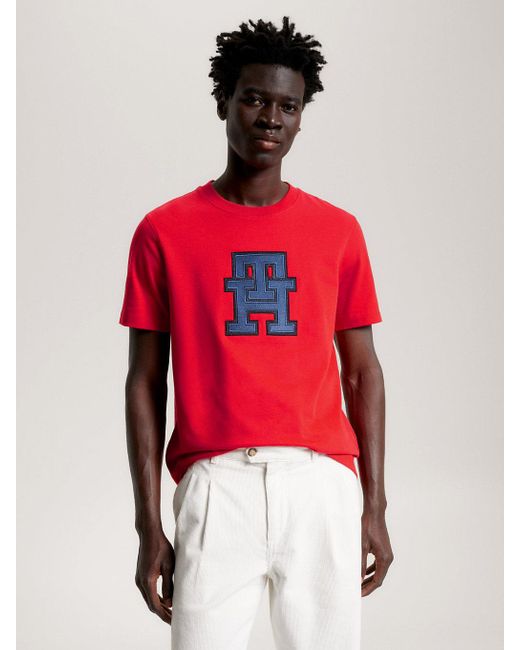 Tommy Hilfiger Red Th Monogram Appliqué T-shirt for men