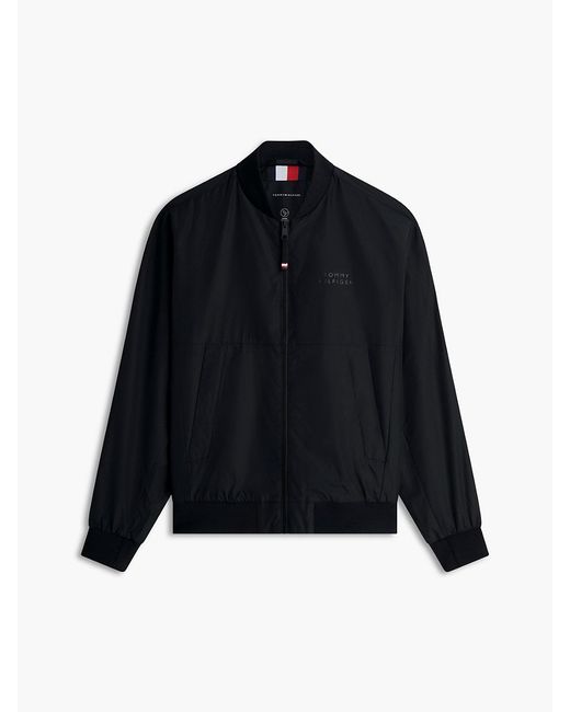 Tommy Hilfiger Black Water Resistant Tonal Logo Bomber Jacket for men