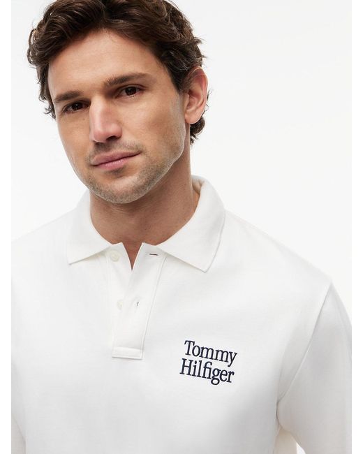 Tommy Hilfiger White Oversized Fit Back Logo Polo Shirt for men