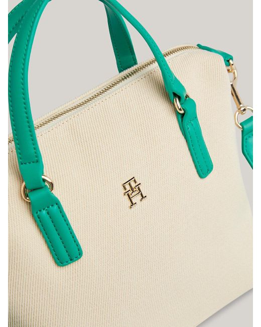 Tommy Hilfiger Green Check Canvas Small Tote