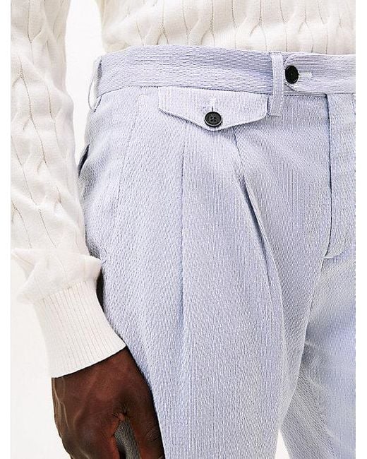 Tommy Hilfiger Seersucker-Hose Mit Mikro-Nadelstreifen in White für Herren