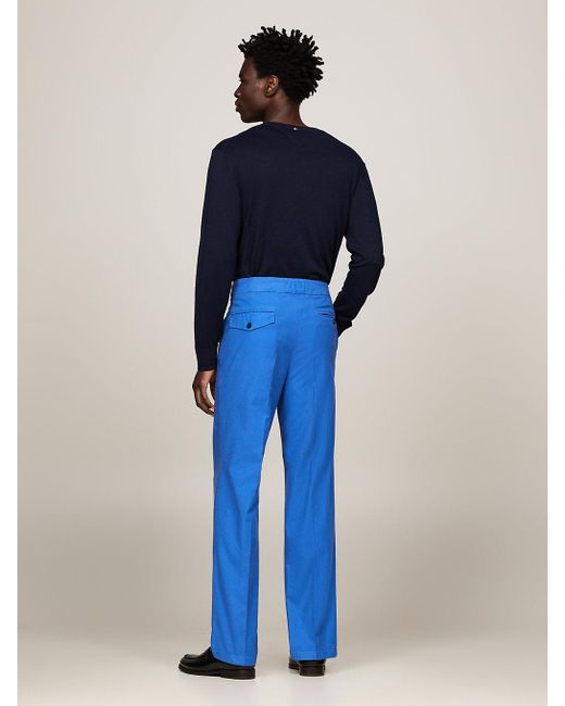 Tommy Hilfiger Blue Garment Dyed Regular Fit Trousers for men