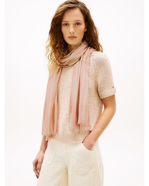 Tommy Hilfiger Pink Monogram Rectangular Scarf