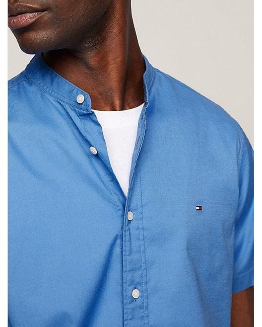 Tommy Hilfiger Regular Overhemd Met Opstaande Kraag in het Blue voor heren